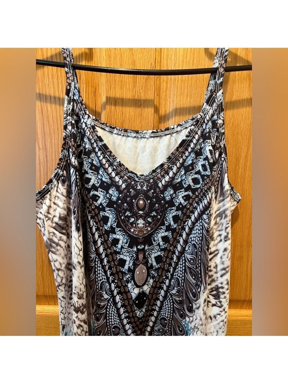 Women's Blue Snakeskin Print Bohemian Maxi Cami Dress Large - Picture 4 of 15